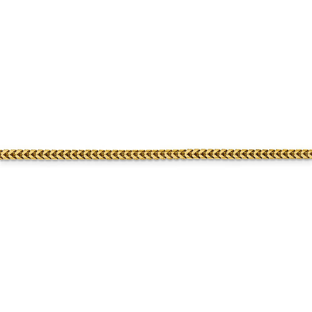 Alternate view of the 2.25mm 14k Yellow Gold Solid Franco Chain Bracelet by The Black Bow Jewelry Co.