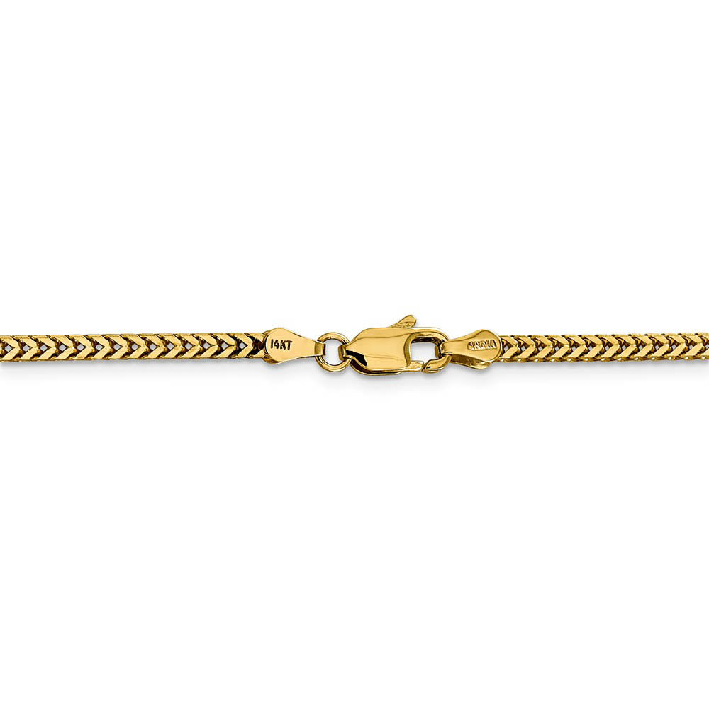 Alternate view of the 2.25mm 14k Yellow Gold Solid Franco Chain Bracelet by The Black Bow Jewelry Co.