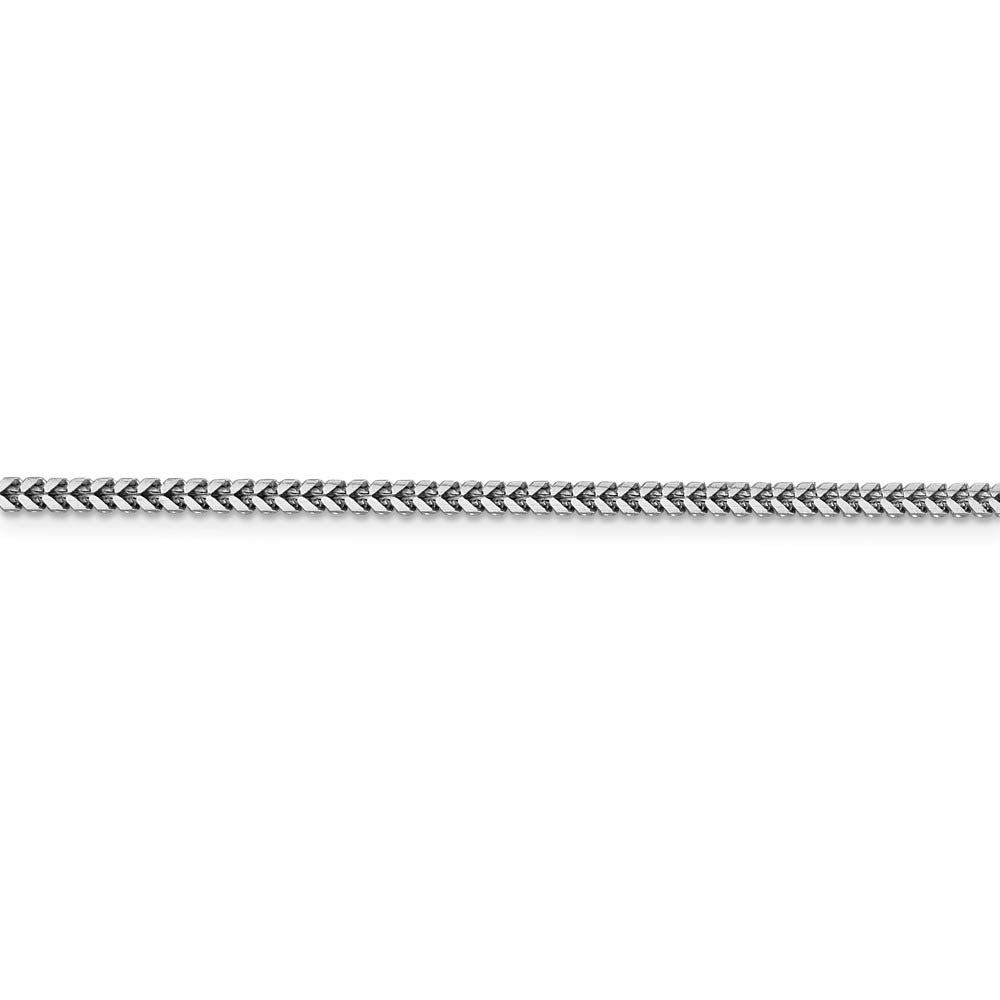 Alternate view of the 2.25mm 14k White Gold Solid Franco Chain Bracelet by The Black Bow Jewelry Co.