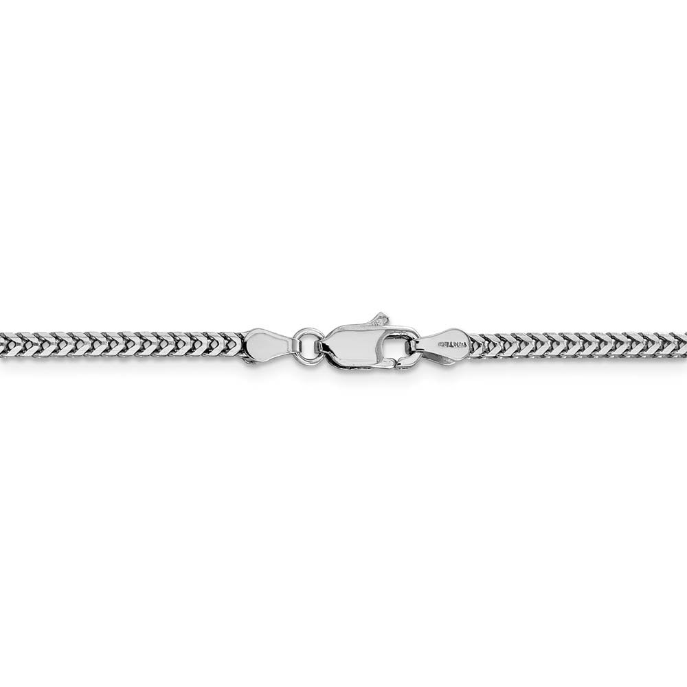 Alternate view of the 2.25mm 14k White Gold Solid Franco Chain Bracelet by The Black Bow Jewelry Co.
