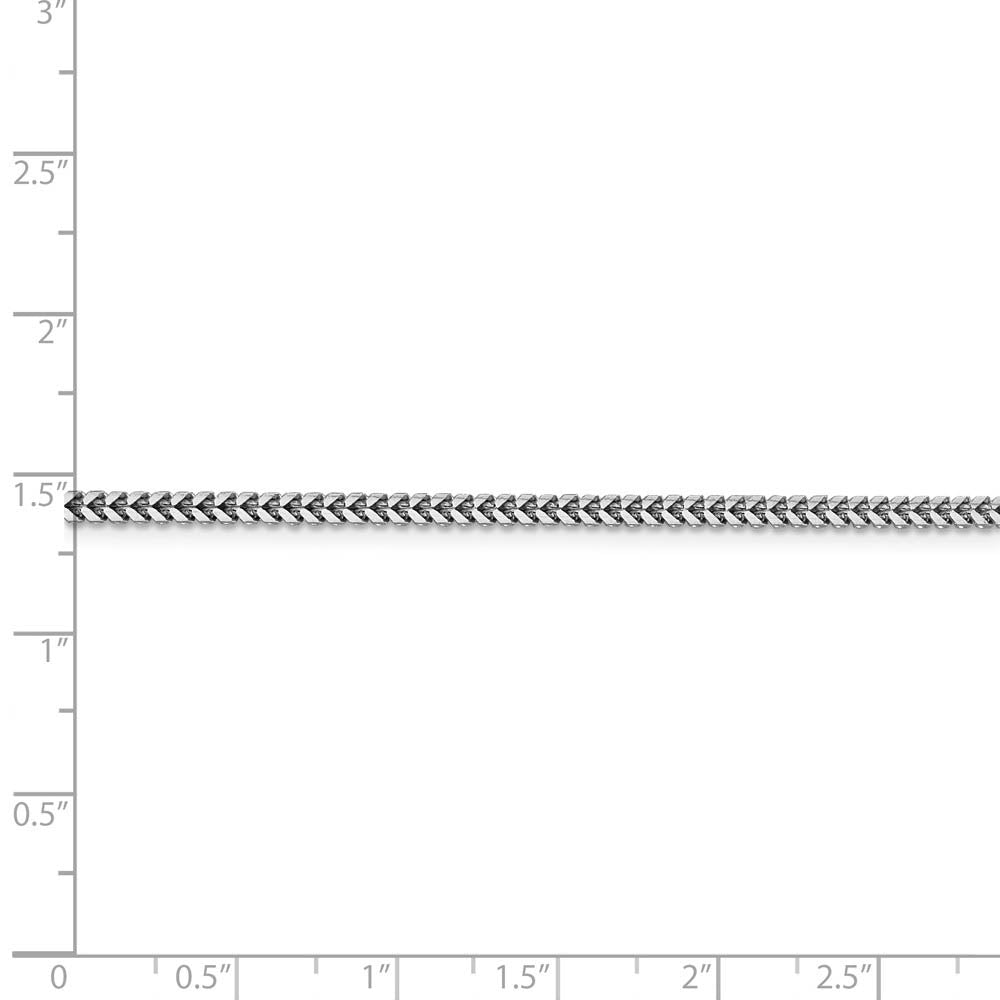 Alternate view of the 2.25mm 14k White Gold Solid Franco Chain Bracelet by The Black Bow Jewelry Co.