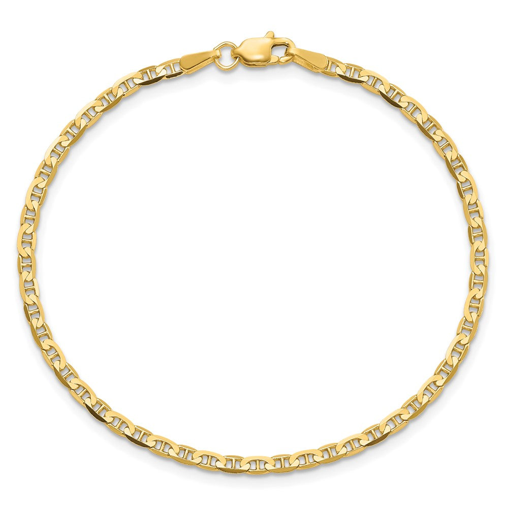 Alternate view of the 2.4mm 14k Yellow Gold Solid Concave Anchor Chain Bracelet by The Black Bow Jewelry Co.