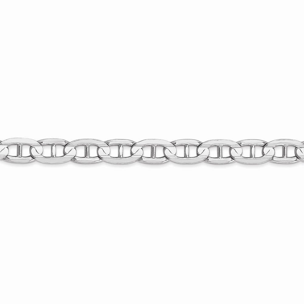 Alternate view of the 5.25mm 14k White Gold Solid Concave Anchor Chain Bracelet by The Black Bow Jewelry Co.