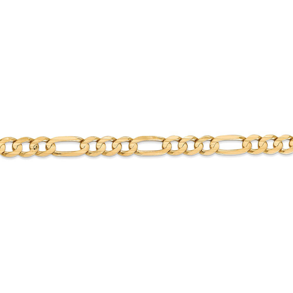 Alternate view of the Men's 6mm 10K Yellow Gold Solid Concave Figaro Chain Bracelet by The Black Bow Jewelry Co.