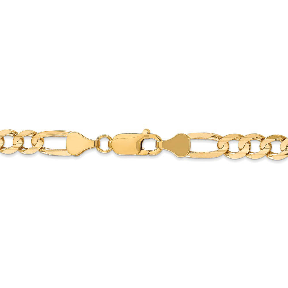 Alternate view of the Men's 6mm 10K Yellow Gold Solid Concave Figaro Chain Bracelet by The Black Bow Jewelry Co.