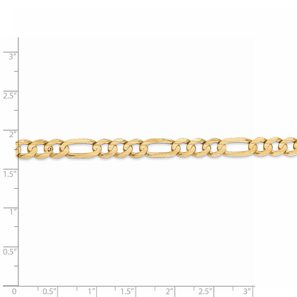 Alternate view of the Men's 6mm 10K Yellow Gold Solid Concave Figaro Chain Bracelet by The Black Bow Jewelry Co.