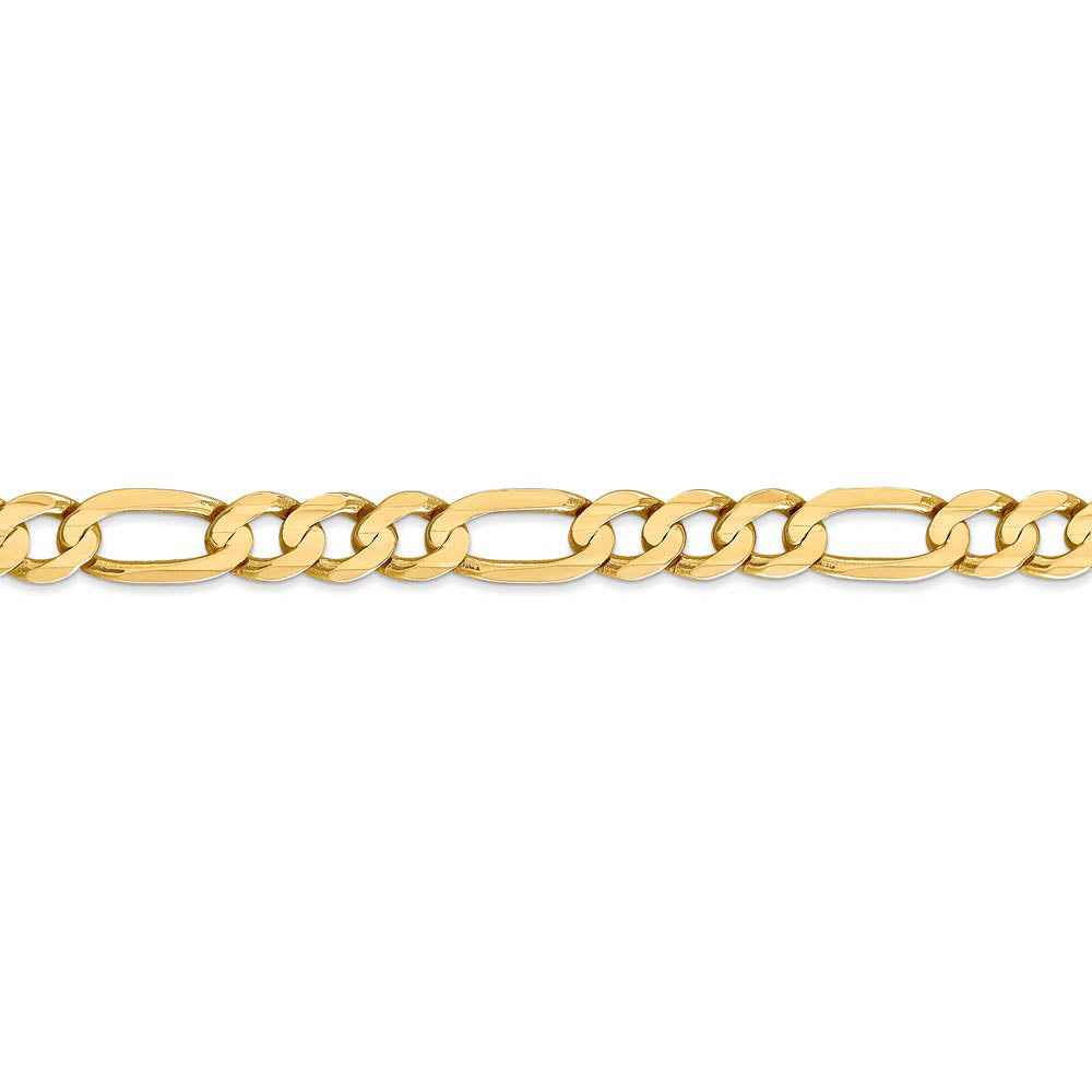 Alternate view of the Men's 6.75mm 10K Yellow Gold Solid Concave Figaro Chain Bracelet by The Black Bow Jewelry Co.