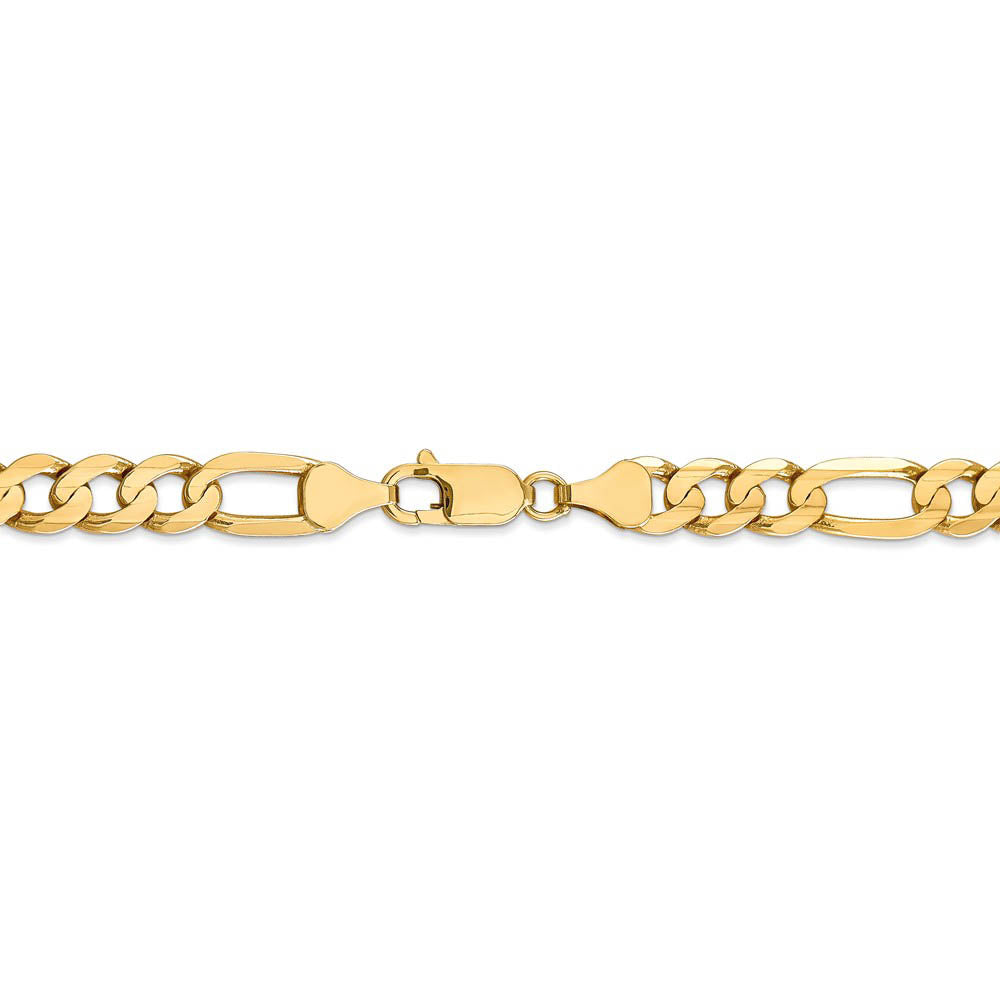 Alternate view of the Men's 6.75mm 10K Yellow Gold Solid Concave Figaro Chain Bracelet by The Black Bow Jewelry Co.
