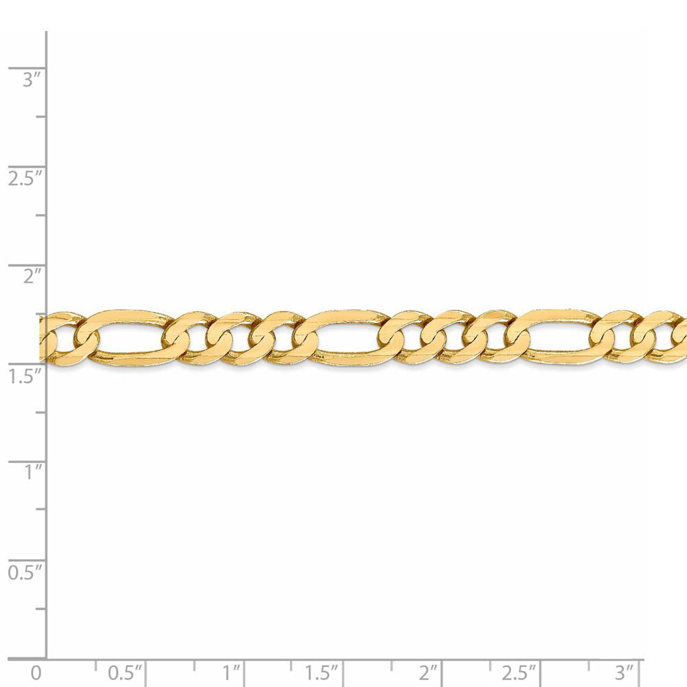 Alternate view of the Men's 6.75mm 10K Yellow Gold Solid Concave Figaro Chain Bracelet by The Black Bow Jewelry Co.