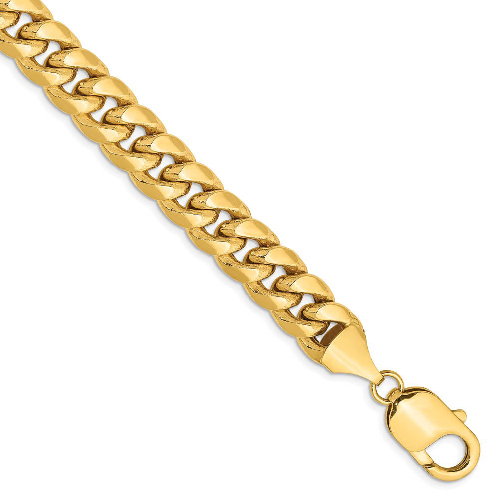 Men's 9.3mm 14k Yellow Gold Hollow Miami Cuban (Curb) Chain Bracelet, Item B15596 by The Black Bow Jewelry Co.