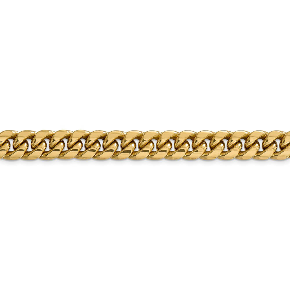 Alternate view of the Men's 9.3mm 14k Yellow Gold Hollow Miami Cuban (Curb) Chain Bracelet by The Black Bow Jewelry Co.