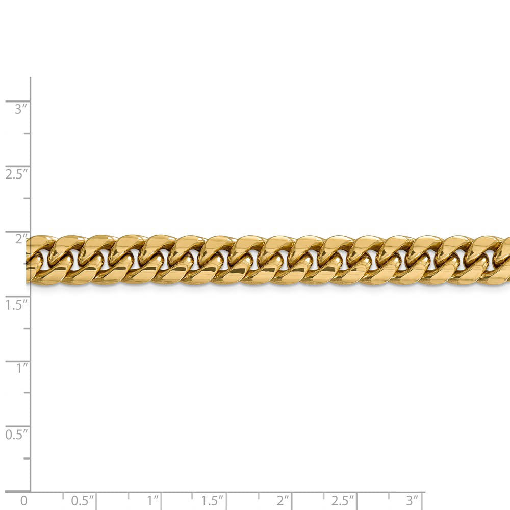 Alternate view of the Men's 9.3mm 14k Yellow Gold Hollow Miami Cuban (Curb) Chain Bracelet by The Black Bow Jewelry Co.