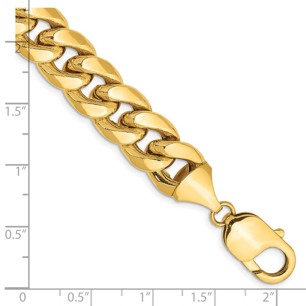 Alternate view of the Men's 11mm 14k Yellow Gold Hollow Miami Cuban (Curb) Chain Bracelet by The Black Bow Jewelry Co.