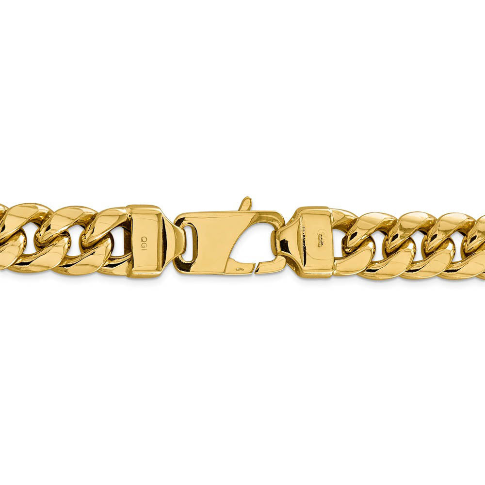Alternate view of the Men's 15mm 14k Yellow Gold Hollow Miami Cuban (Curb) Chain Bracelet by The Black Bow Jewelry Co.