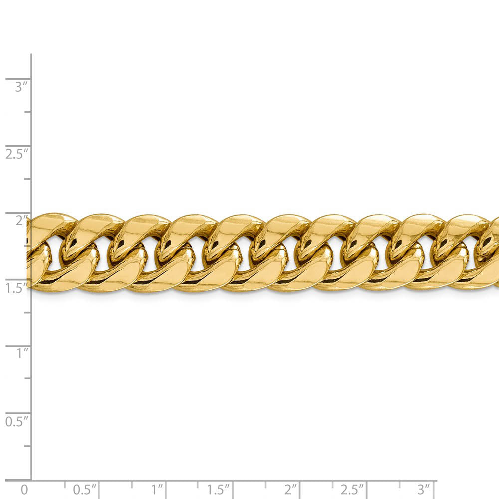 Alternate view of the Men's 15mm 14k Yellow Gold Hollow Miami Cuban (Curb) Chain Bracelet by The Black Bow Jewelry Co.