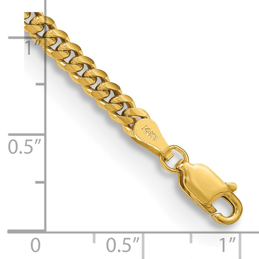Alternate view of the 3.5mm 14k Yellow Gold Solid Miami Cuban (Curb) Chain Bracelet by The Black Bow Jewelry Co.