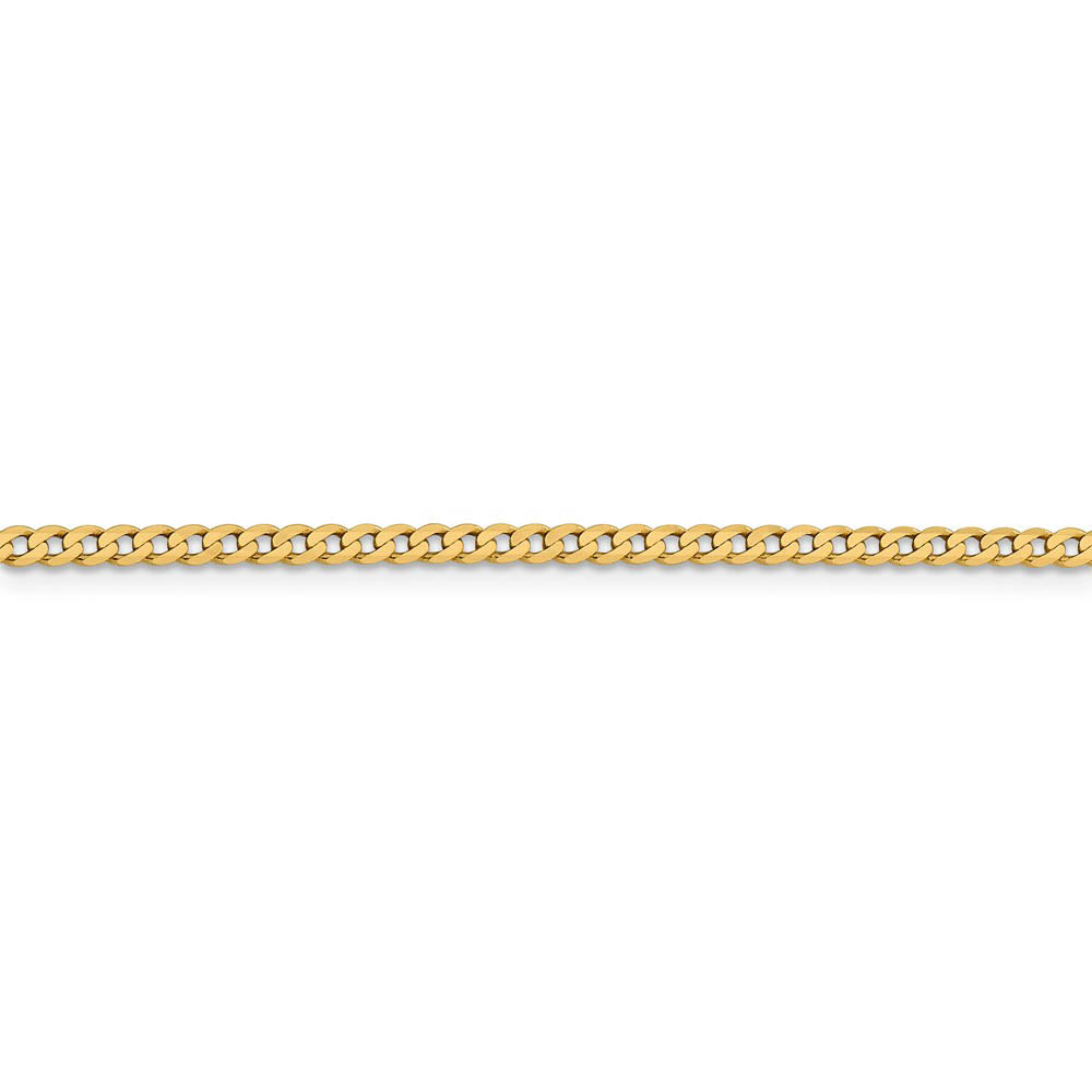 Alternate view of the 2.25mm 14k Yellow Gold Solid Beveled Curb Chain Bracelet by The Black Bow Jewelry Co.