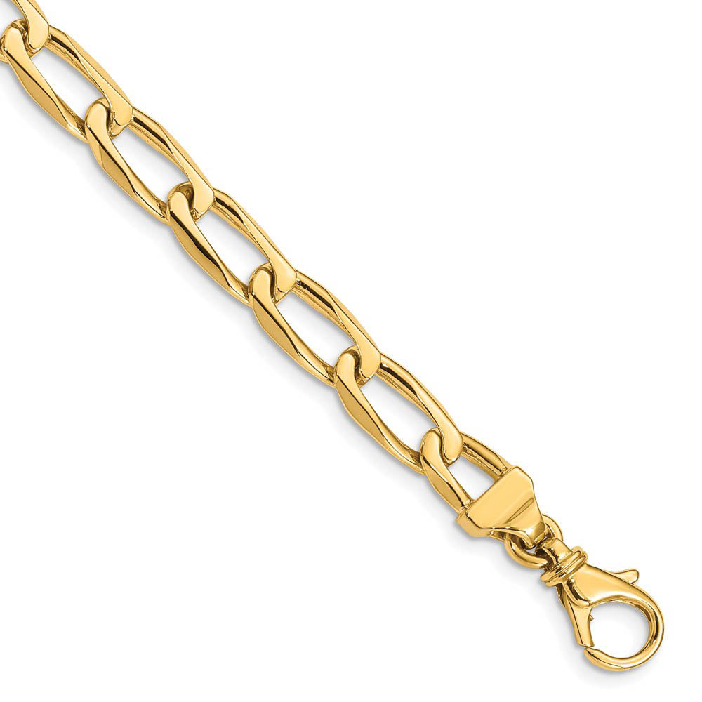 Men's 14k Yellow Gold, 6.5mm Solid Open Link Chain Bracelet, Item B15602 by The Black Bow Jewelry Co.