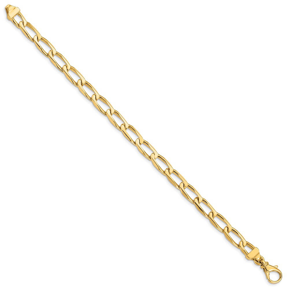 Alternate view of the Men's 14k Yellow Gold, 6.5mm Solid Open Link Chain Bracelet by The Black Bow Jewelry Co.