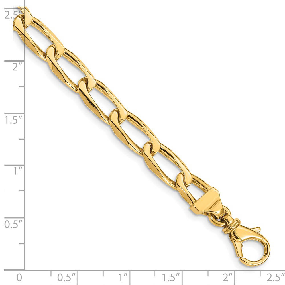 Alternate view of the Men's 14k Yellow Gold, 6.5mm Solid Open Link Chain Bracelet by The Black Bow Jewelry Co.