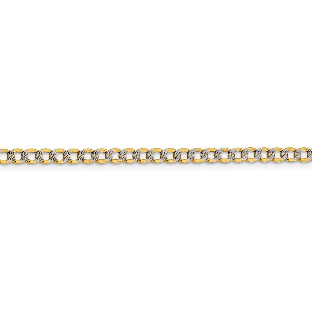 Alternate view of the 3.4mm 14k Yellow Gold & Rhodium Hollow Pave Curb Chain Bracelet by The Black Bow Jewelry Co.