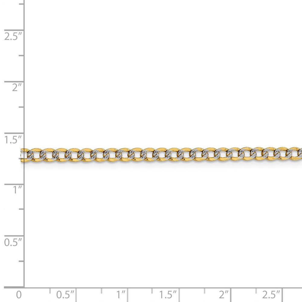 Alternate view of the 3.4mm 14k Yellow Gold & Rhodium Hollow Pave Curb Chain Bracelet by The Black Bow Jewelry Co.
