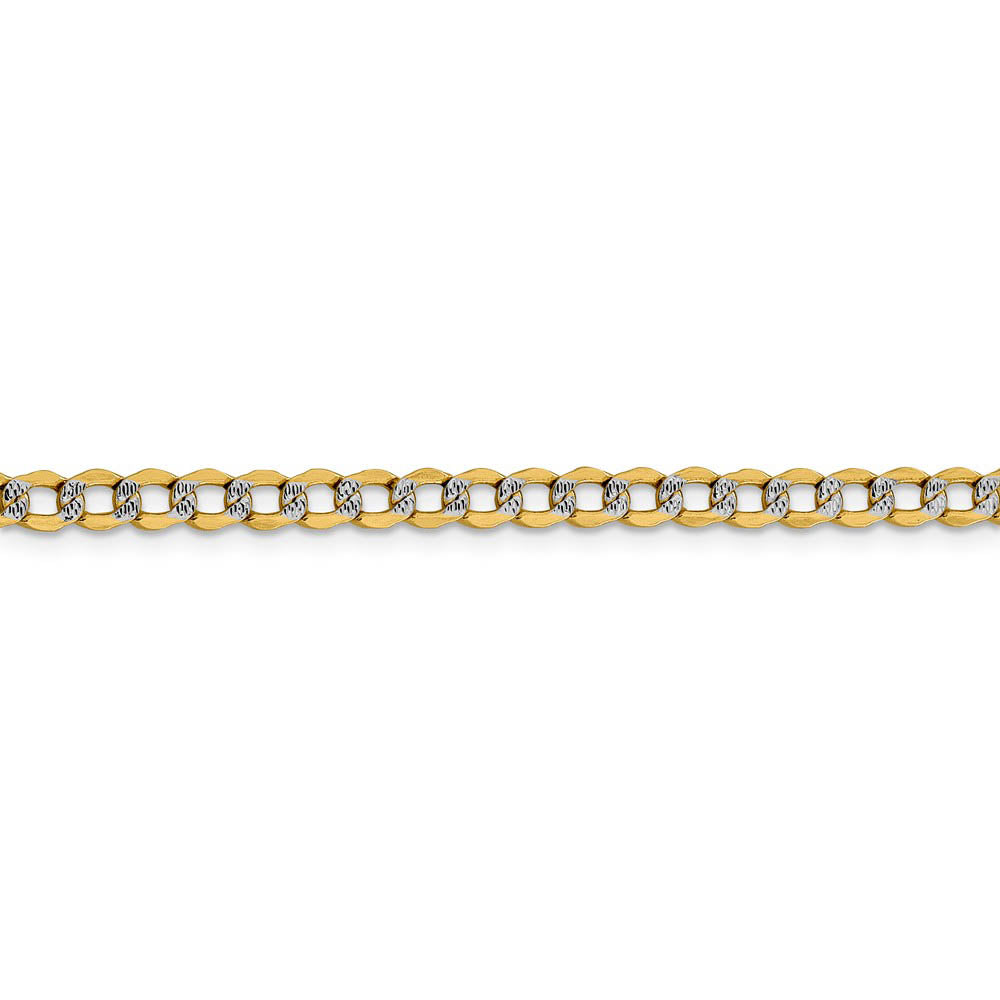 Alternate view of the 4.25mm 14k Yellow Gold & Rhodium Hollow Pave Curb Chain Bracelet by The Black Bow Jewelry Co.