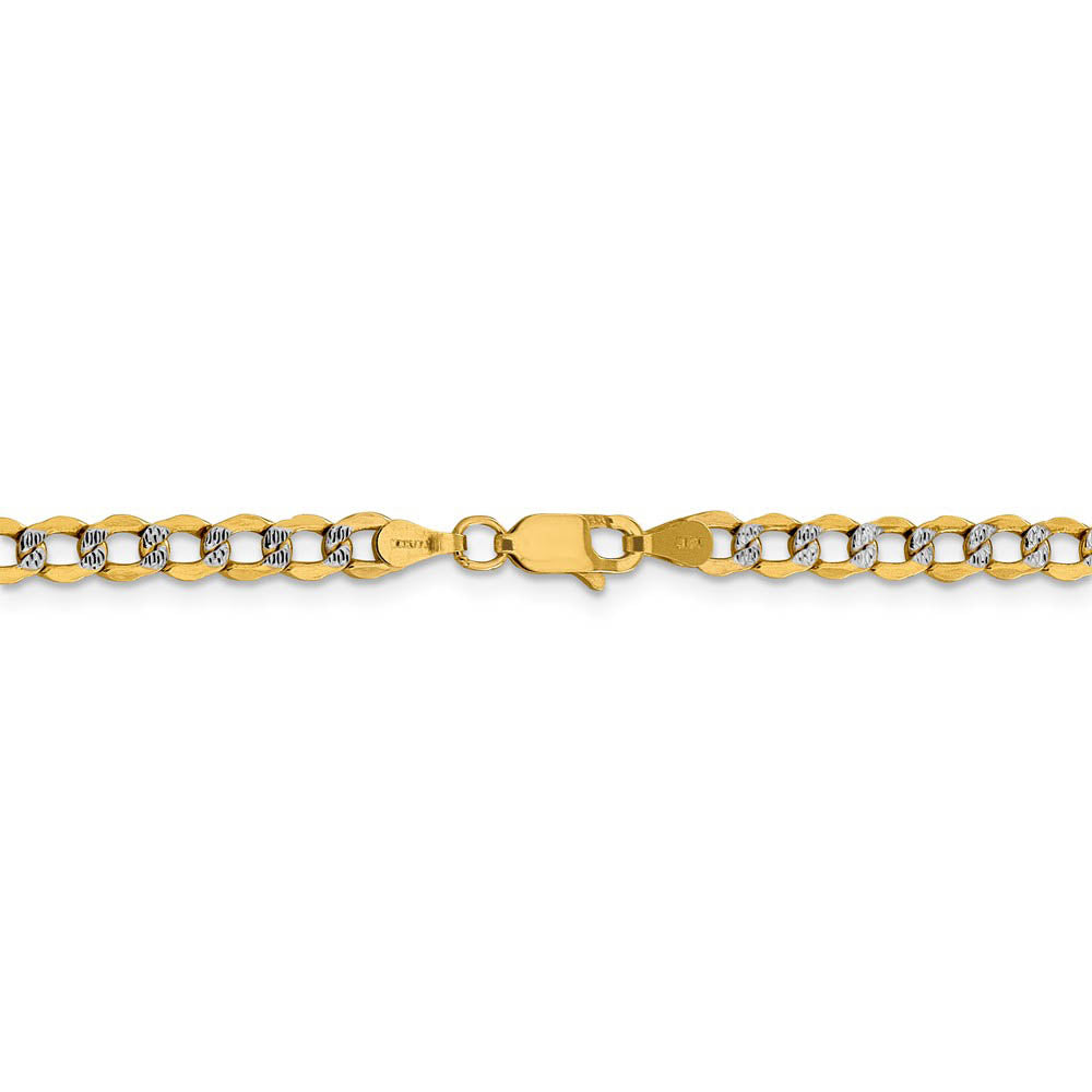 Alternate view of the 4.25mm 14k Yellow Gold & Rhodium Hollow Pave Curb Chain Bracelet by The Black Bow Jewelry Co.
