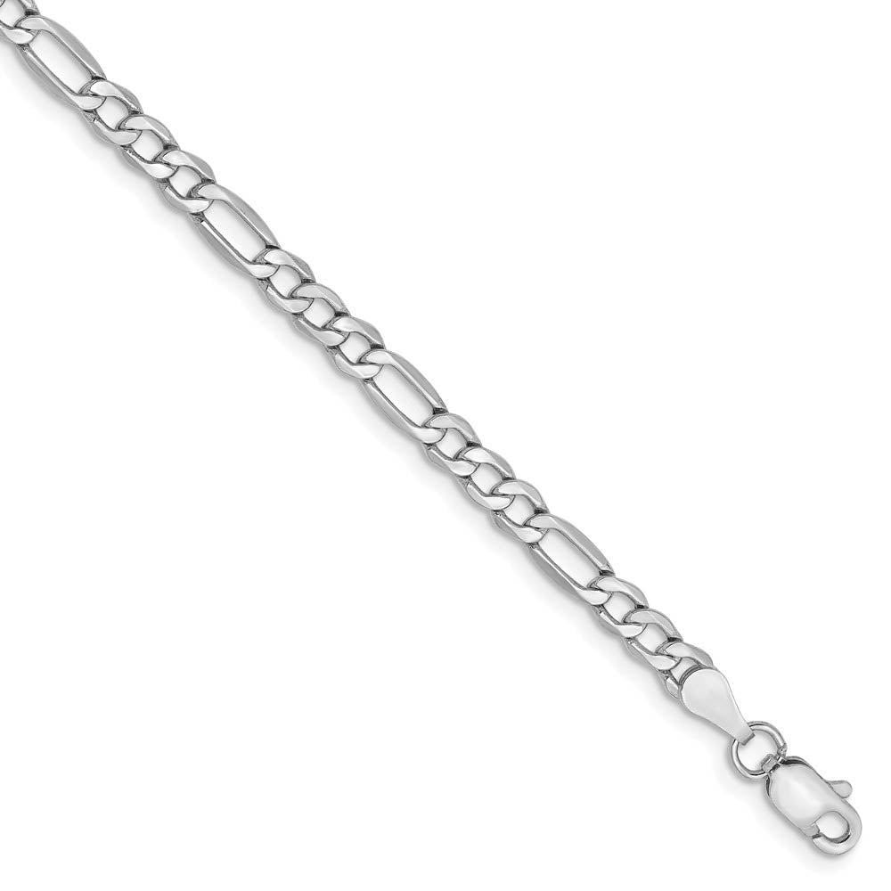 3.5mm 14k White Gold Hollow Figaro Chain Bracelet, Item B15609 by The Black Bow Jewelry Co.