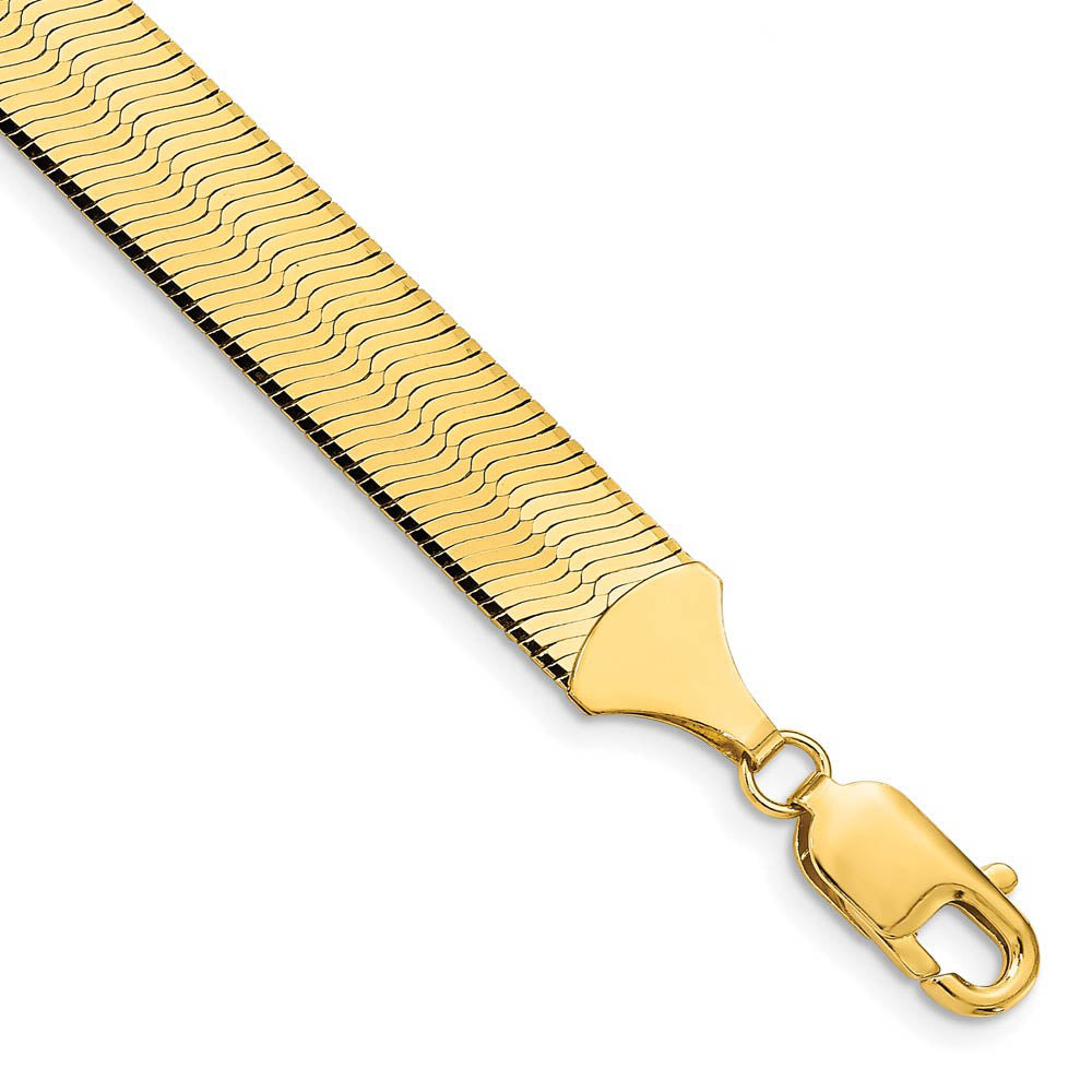10mm 14k Yellow Gold Solid Herringbone Chain Bracelet, Item B15618 by The Black Bow Jewelry Co.