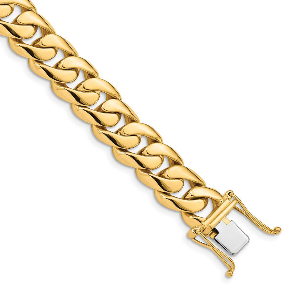 Men's 14k Yellow Gold, 10.75mm Rounded Curb Chain Bracelet, 8 Inch, Item B15619 by The Black Bow Jewelry Co.