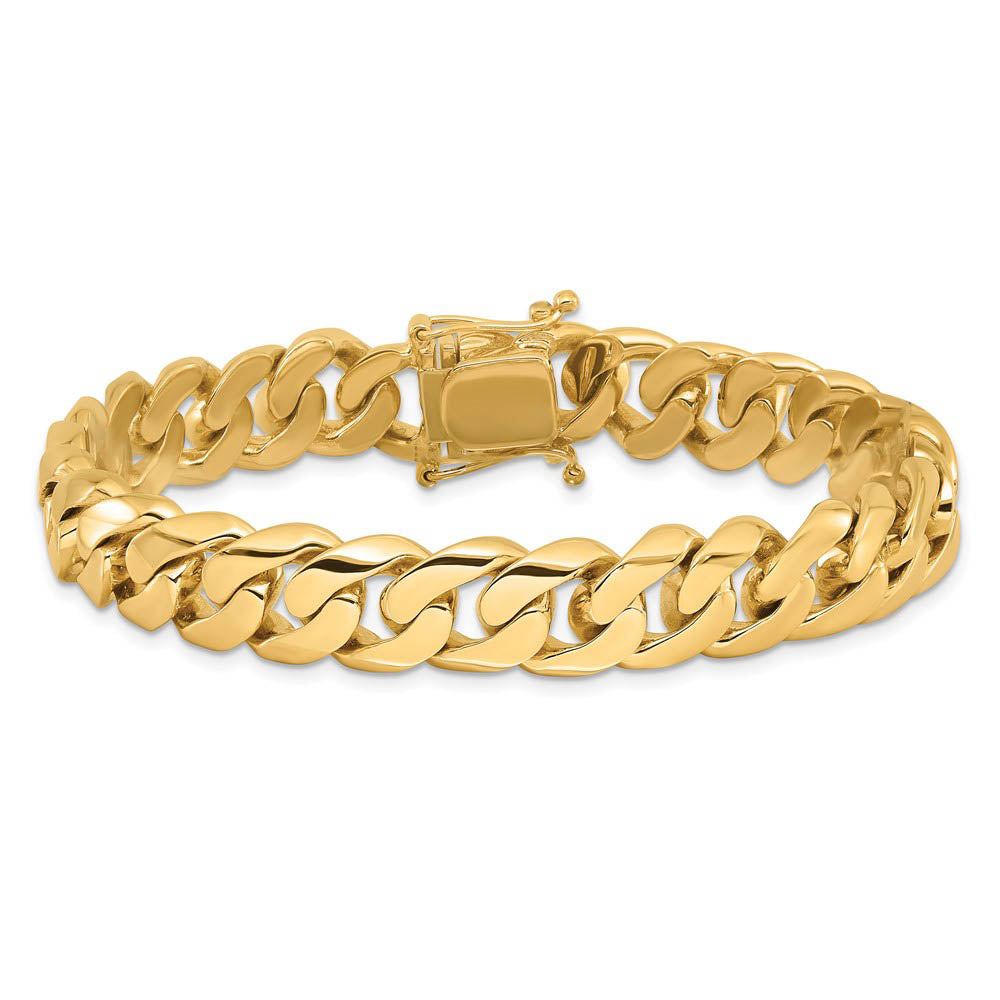 Alternate view of the Men's 14k Yellow Gold, 10.75mm Rounded Curb Chain Bracelet, 8 Inch by The Black Bow Jewelry Co.