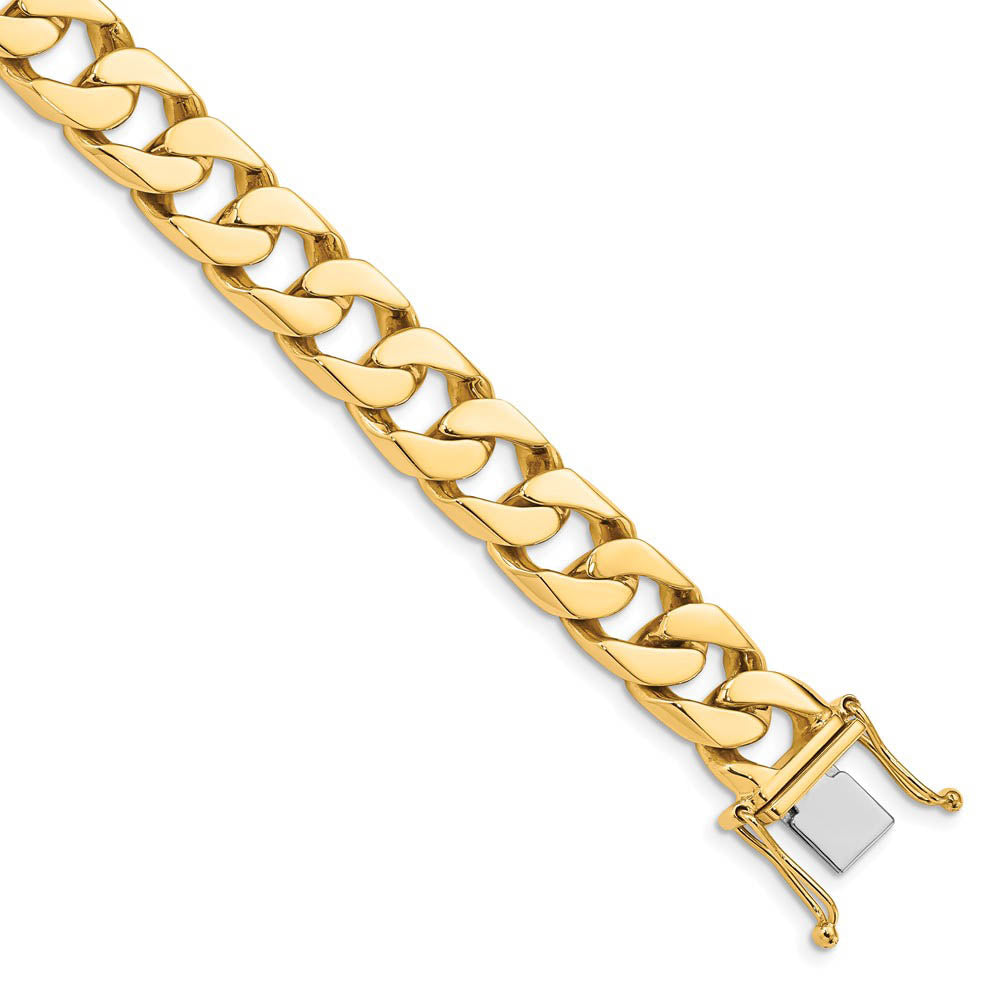 Men's 14k Yellow Gold, 10.5mm Flat Beveled Curb Chain Bracelet, 8 Inch, Item B15620 by The Black Bow Jewelry Co.