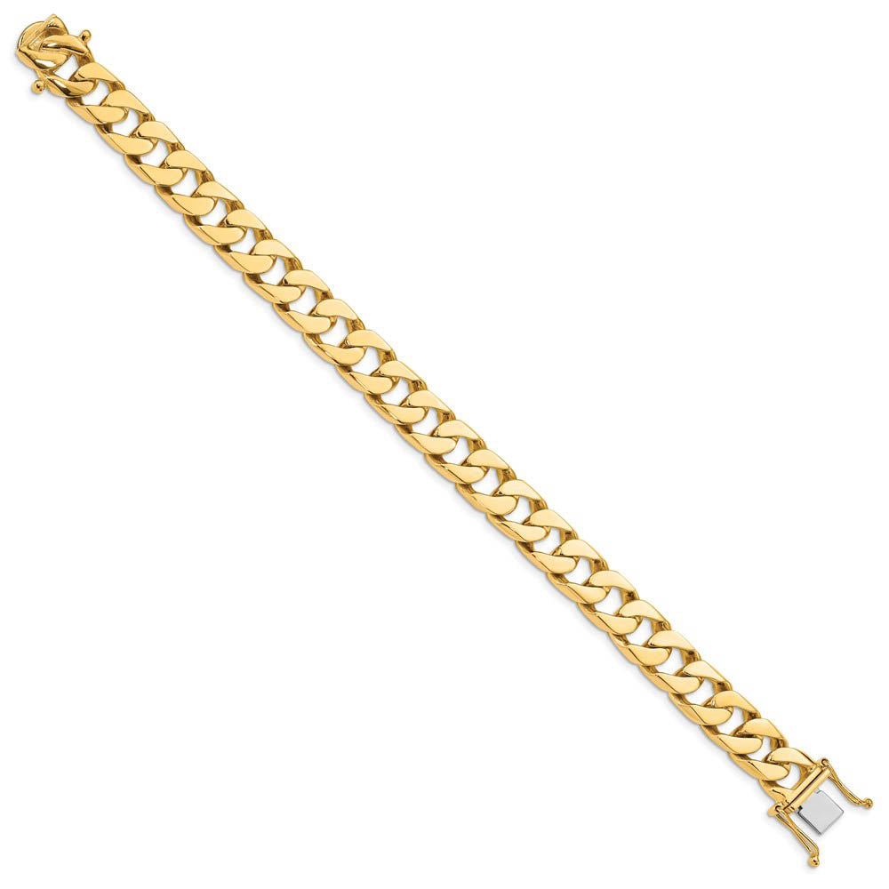 Alternate view of the Men's 14k Yellow Gold, 10.5mm Flat Beveled Curb Chain Bracelet, 8 Inch by The Black Bow Jewelry Co.