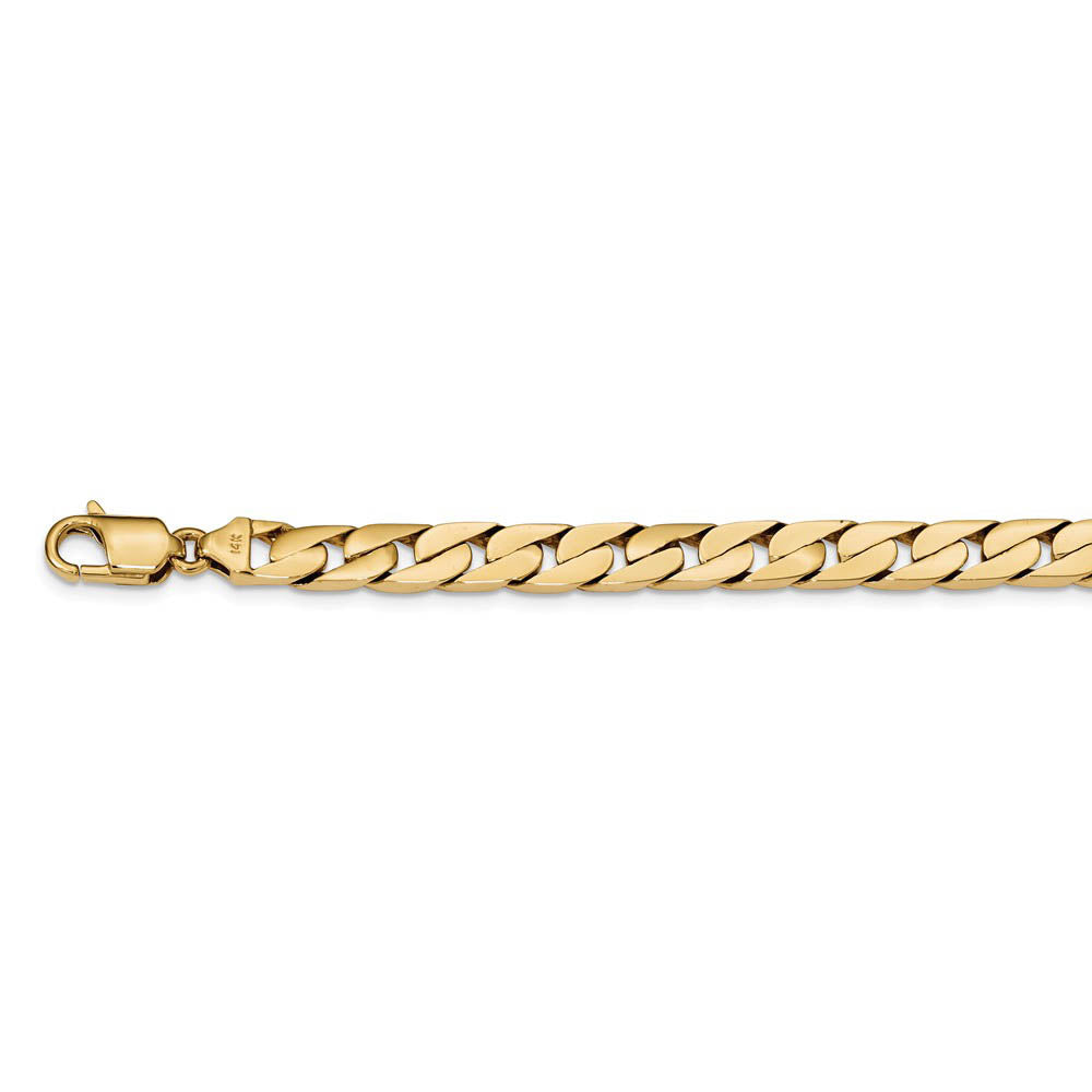 Men's 14k Yellow Gold 8mm Solid Half Round Curb Chain Bracelet, 8 Inch, Item B15622 by The Black Bow Jewelry Co.