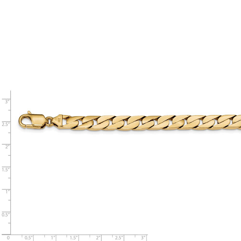 Alternate view of the Men's 14k Yellow Gold 8mm Solid Half Round Curb Chain Bracelet, 8 Inch by The Black Bow Jewelry Co.