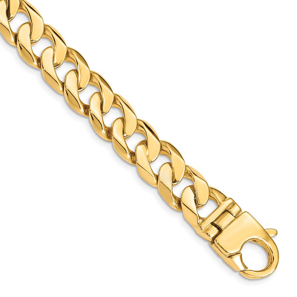 Men's 14k Yellow Gold 11mm Fancy Solid Curb Chain Bracelet, 8.25 Inch, Item B15624 by The Black Bow Jewelry Co.