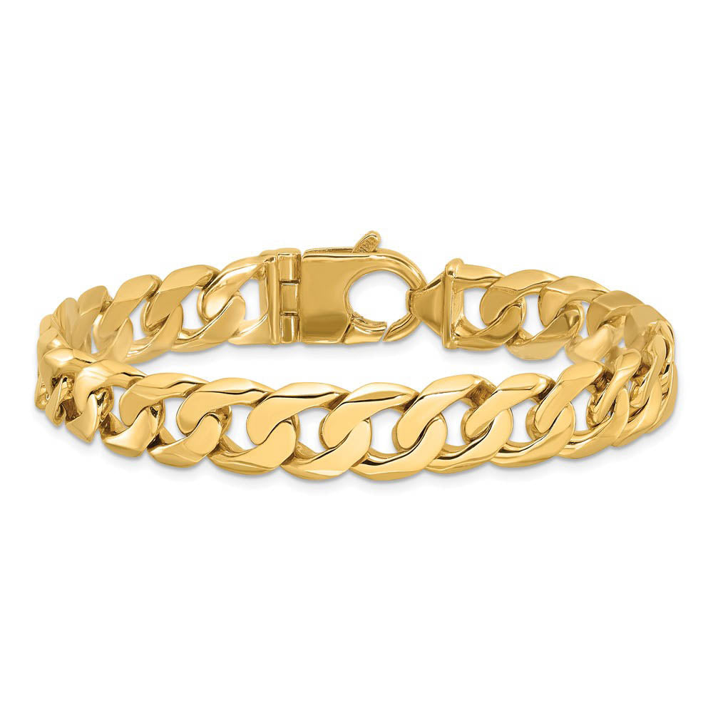 Alternate view of the Men's 14k Yellow Gold 11mm Fancy Solid Curb Chain Bracelet, 8.25 Inch by The Black Bow Jewelry Co.