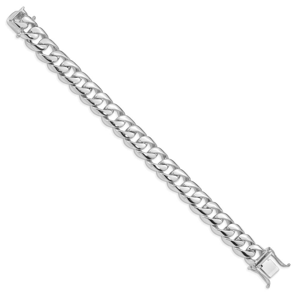 Alternate view of the Men's 14k White Gold, 13.5mm Rounded Curb Chain Bracelet, 8 Inch by The Black Bow Jewelry Co.