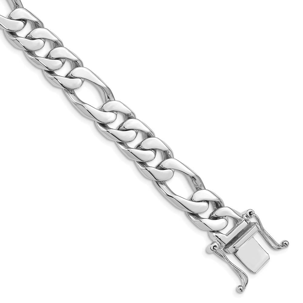 Men's 14k White Gold, 10mm Solid Figaro Link Chain Bracelet, 8 Inch, Item B15629 by The Black Bow Jewelry Co.