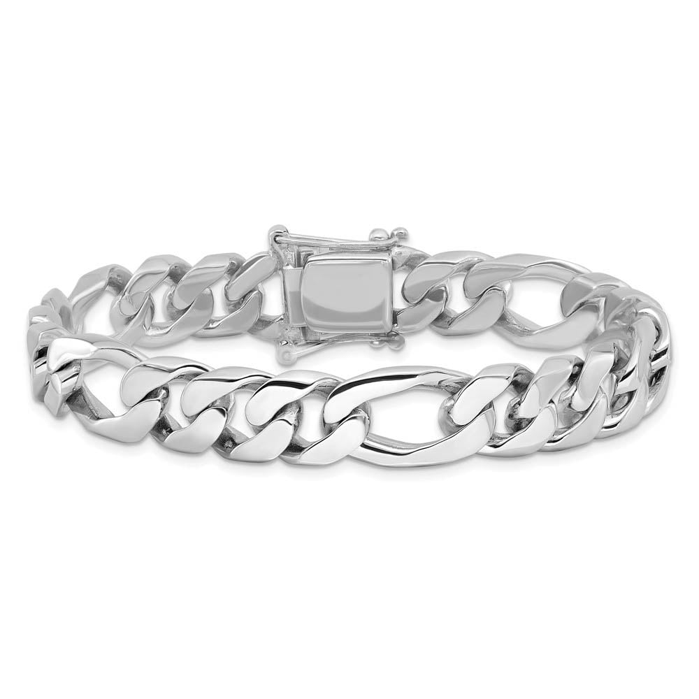 Alternate view of the Men's 14k White Gold, 10mm Solid Figaro Link Chain Bracelet, 8 Inch by The Black Bow Jewelry Co.
