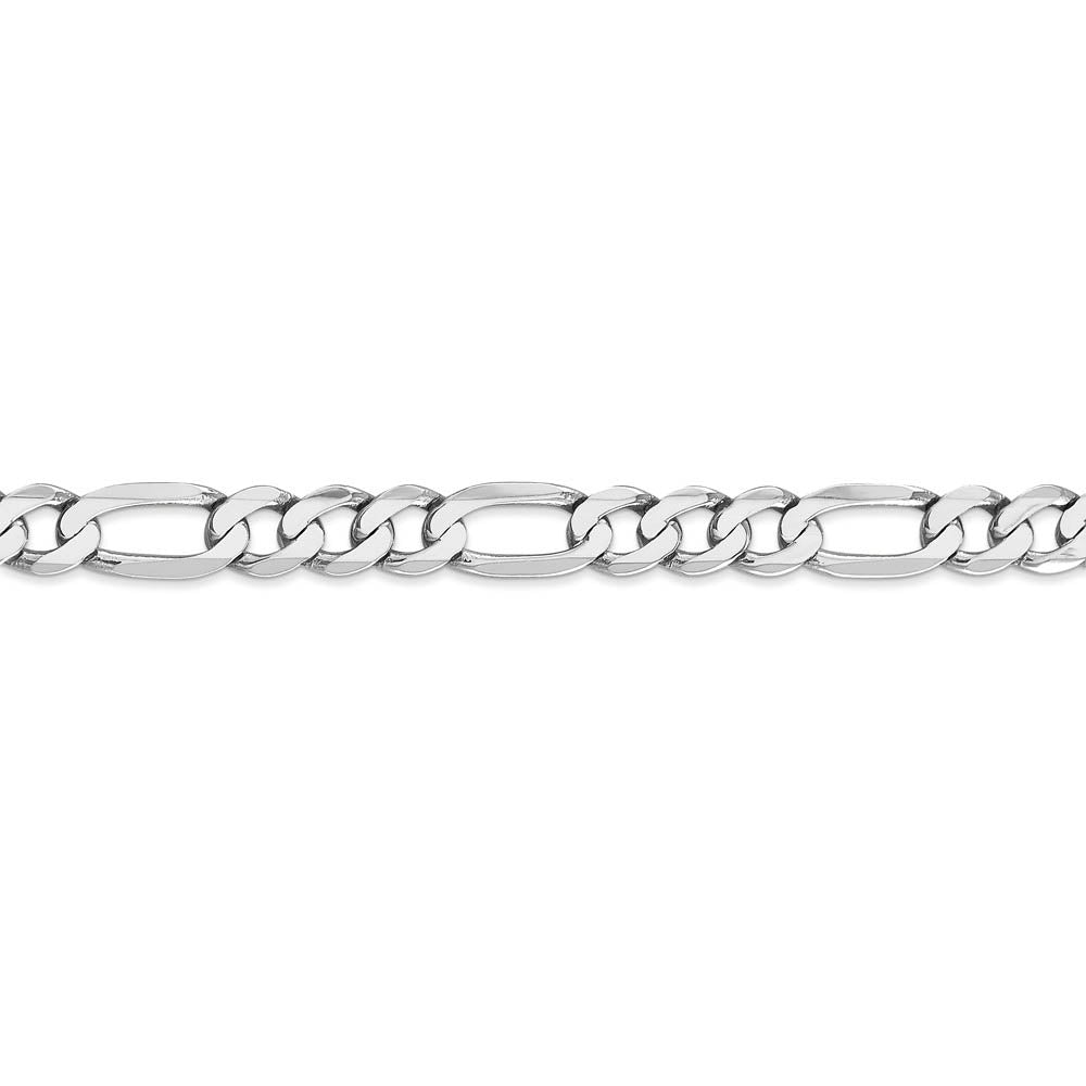 Alternate view of the Men's 7mm 14k White Gold Solid Flat Figaro Chain Bracelet, 8 Inch by The Black Bow Jewelry Co.
