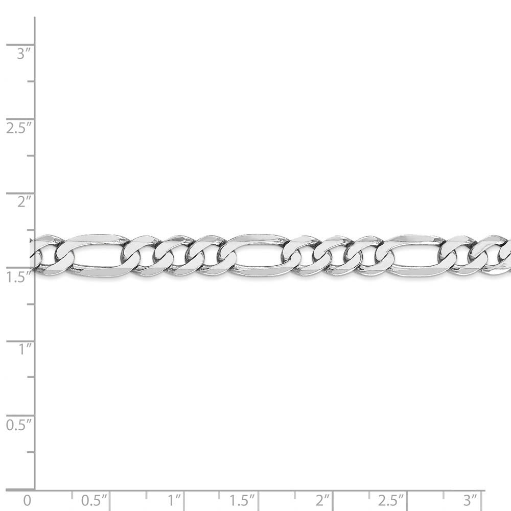Alternate view of the Men's 7mm 14k White Gold Solid Flat Figaro Chain Bracelet, 8 Inch by The Black Bow Jewelry Co.