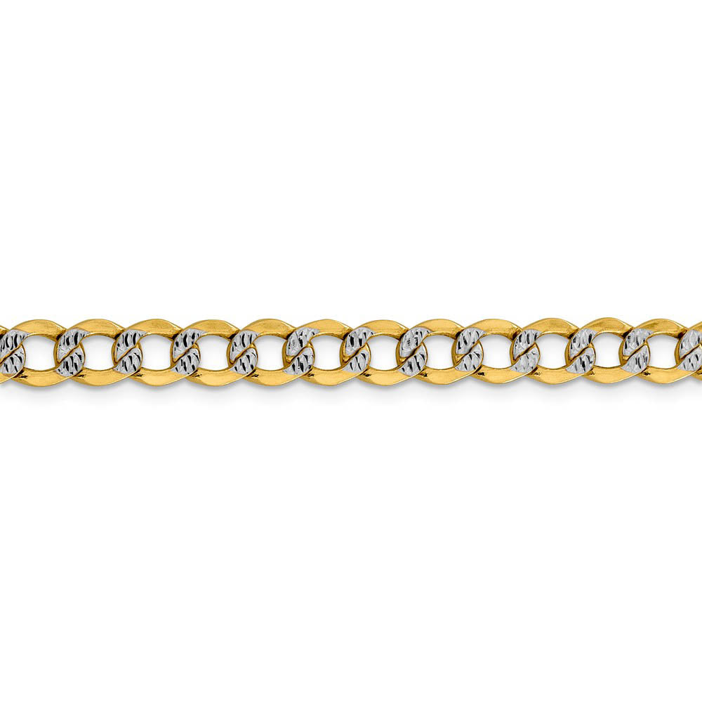 Alternate view of the 6.75mm 14k Yellow Gold & Rhodium Hollow Pave Curb Chain Bracelet, 8 In by The Black Bow Jewelry Co.