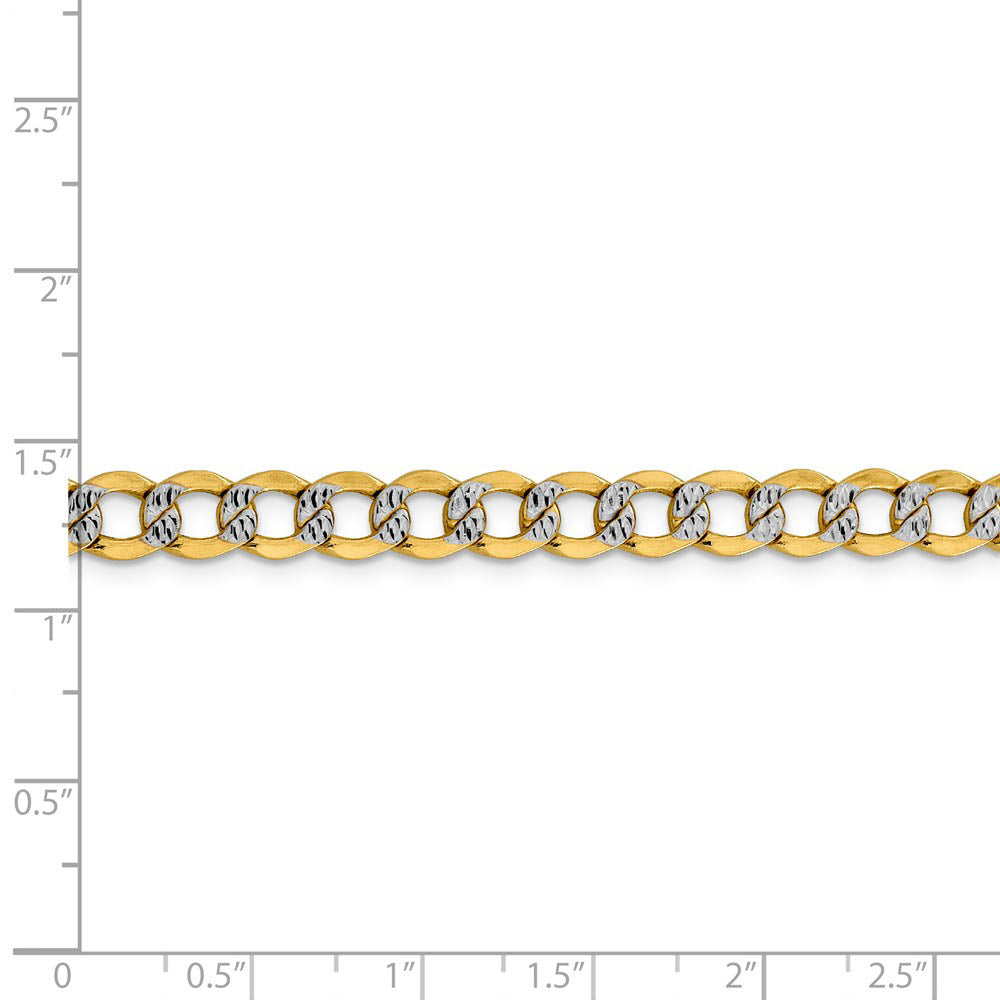 Alternate view of the 6.75mm 14k Yellow Gold & Rhodium Hollow Pave Curb Chain Bracelet, 8 In by The Black Bow Jewelry Co.