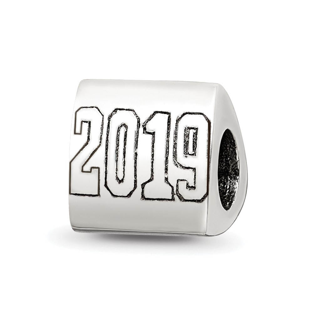 2024 Graduation 3 Sided Sterling Silver Bead Charm, Item B15637 by The Black Bow Jewelry Co.