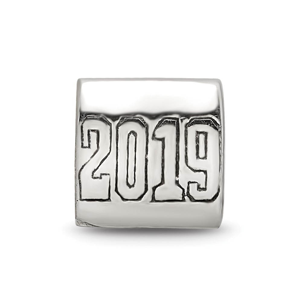 Alternate view of the 2024 Graduation 3 Sided Sterling Silver Bead Charm by The Black Bow Jewelry Co.