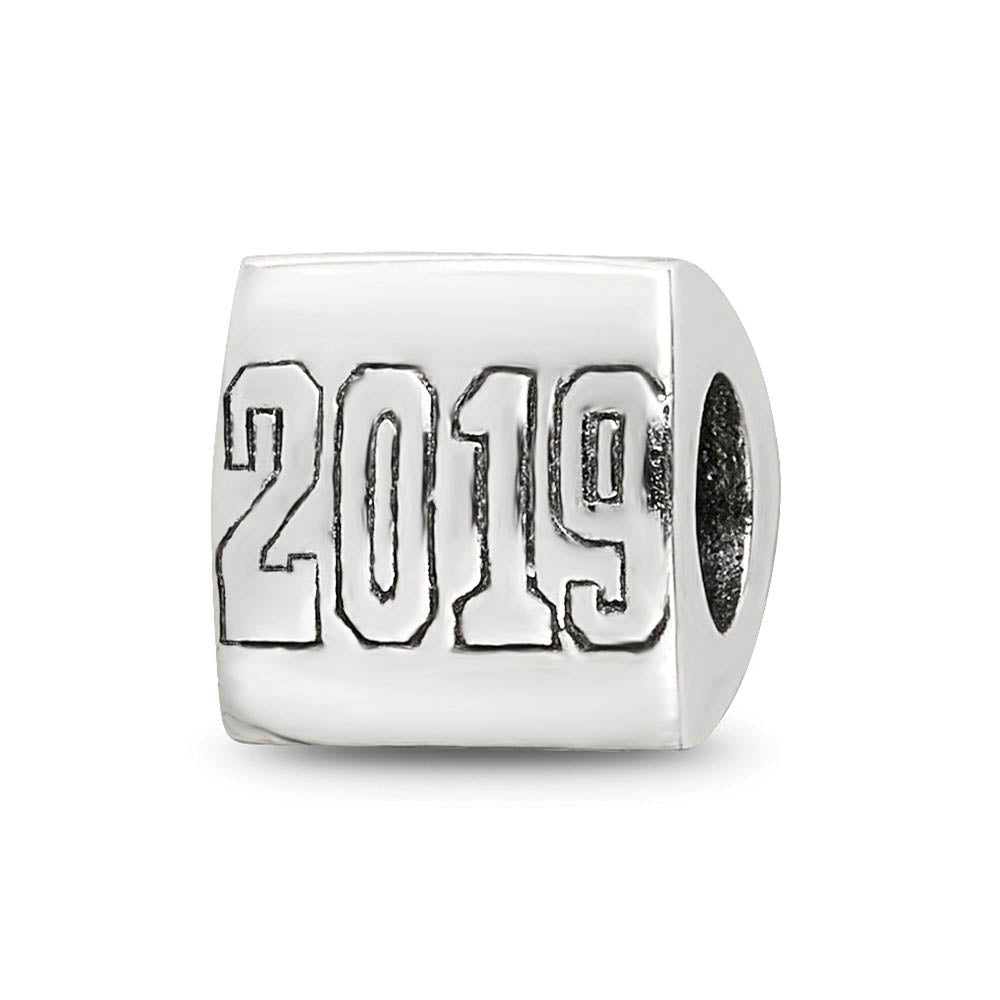 Alternate view of the 2024 Graduation 3 Sided Sterling Silver Bead Charm by The Black Bow Jewelry Co.