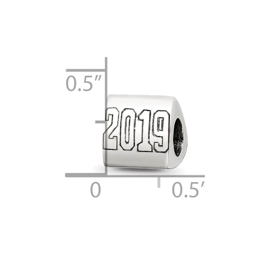 Alternate view of the 2024 Graduation 3 Sided Sterling Silver Bead Charm by The Black Bow Jewelry Co.