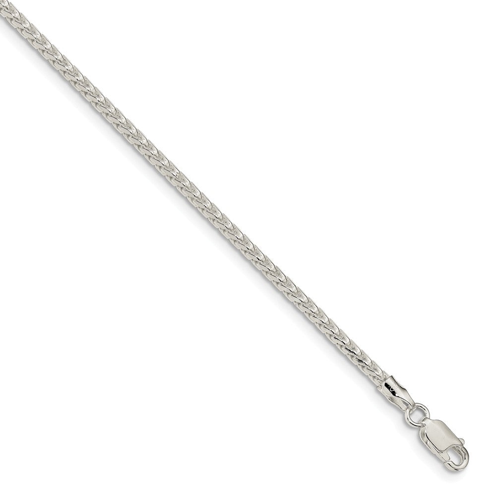 2.5mm Sterling Silver Solid D/C Square Franco Chain Bracelet, Item B15642 by The Black Bow Jewelry Co.